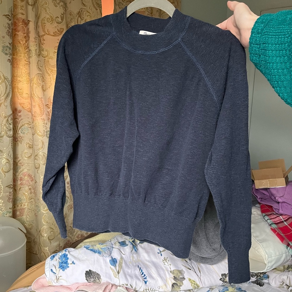 Madewell Crewneck Mockneck Navy Sweater